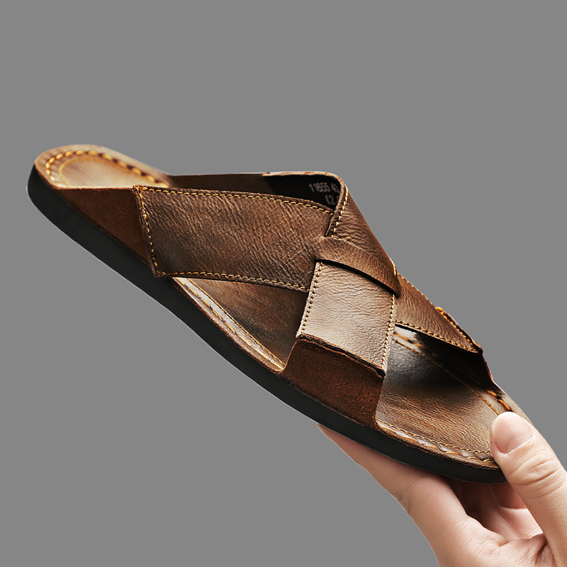 Men'S Shoes Hugo Boss - 패션 정품 가죽 남성 슬리퍼 여름