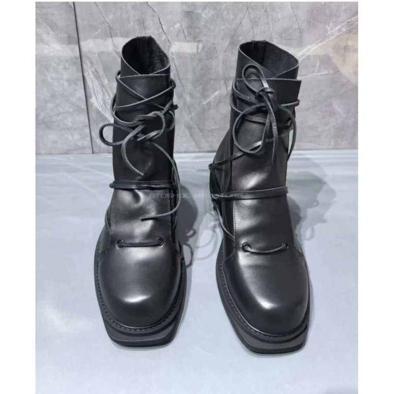 Chelsea Boots Suede - 남성용 블랙 정품 가죽 스퀘어 토