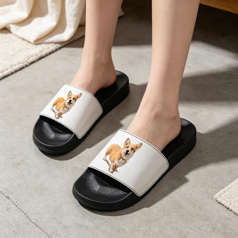 Men Shoes Illustration - 여성용 남성용 홈 슬리퍼, 크래프트 도그