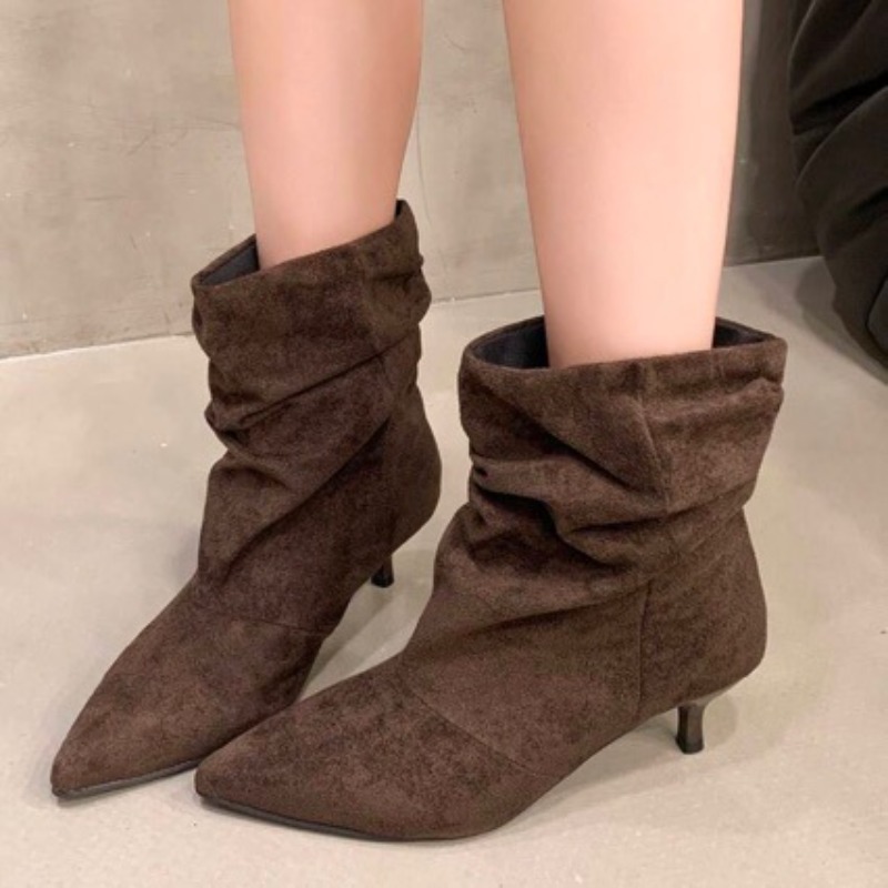 Chelsea Boots Suede - 브라운 레트로 우아한 디자이너 앵클 부츠