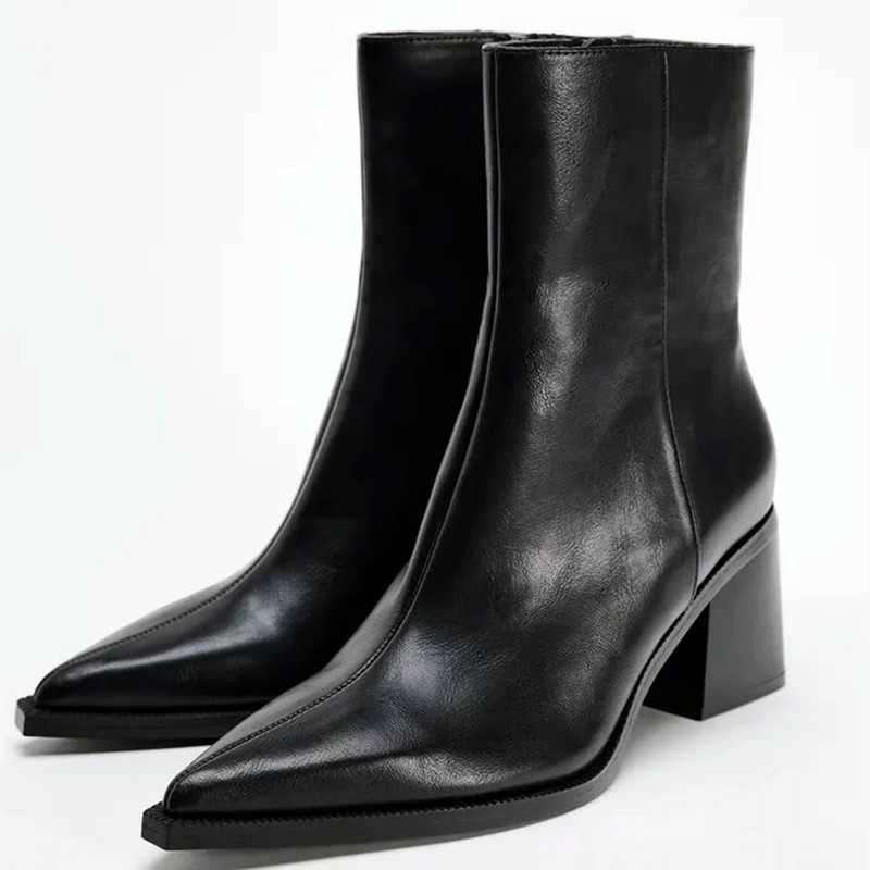 청키 힐 부드러운 가죽 첼시 부츠 여성 섹시한 뾰족한  - Chelsea Boots Suede 리뷰 및 가격