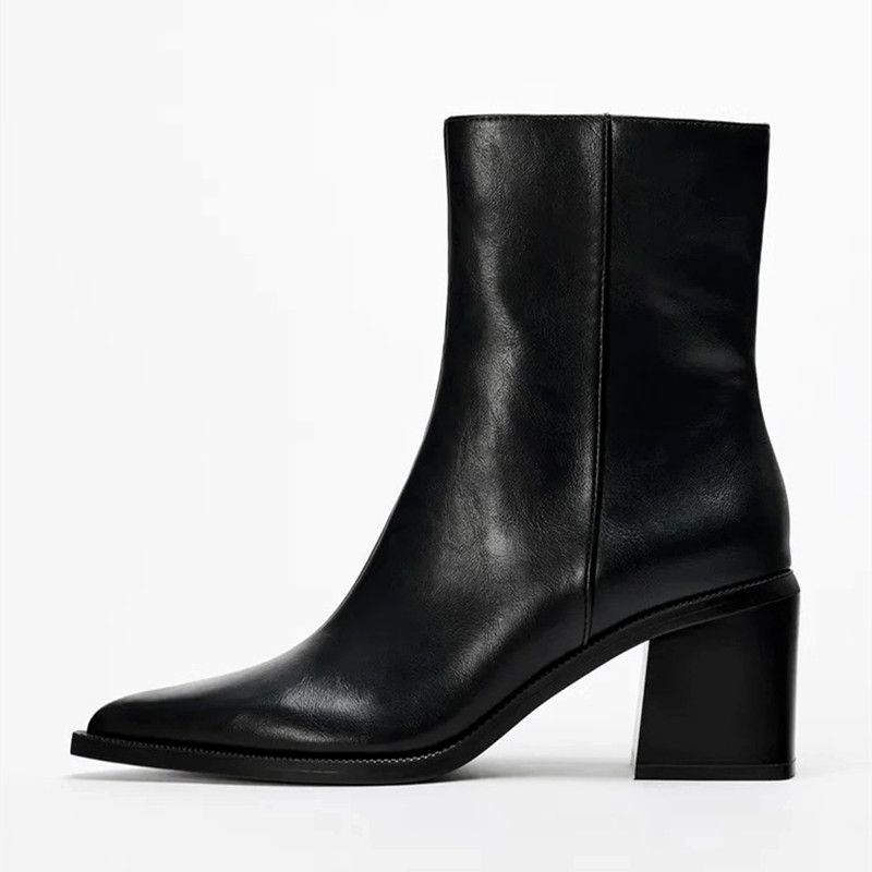 청키 힐 부드러운 가죽 첼시 부츠 여성 섹시한 뾰족한  - Chelsea Boots Suede 리뷰 및 가격