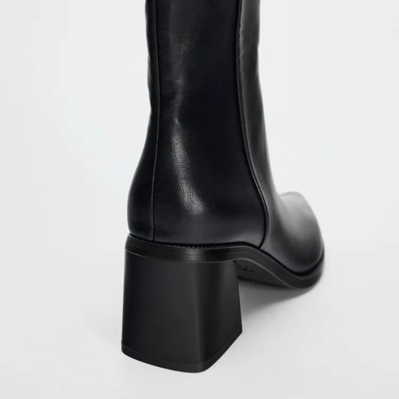 청키 힐 부드러운 가죽 첼시 부츠 여성 섹시한 뾰족한  - Chelsea Boots Suede 리뷰 및 가격