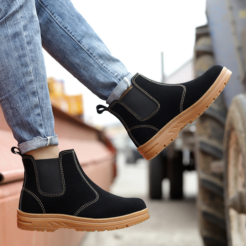 남성용 스틸토캡 작업 안전화 부드러운 가죽 보안화 작업 - Chelsea Boots Suede 리뷰 및 가격
