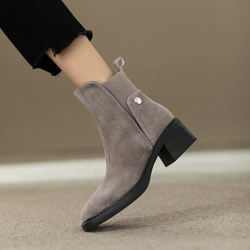 스웨이드 여성 청키 앵클 부츠 패션 하이힐 신발 새로운 - Chelsea Boots Suede 리뷰 및 가격
