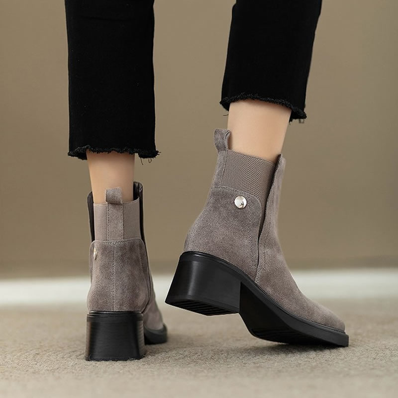 스웨이드 여성 청키 앵클 부츠 패션 하이힐 신발 새로운 - Chelsea Boots Suede 리뷰 및 가격