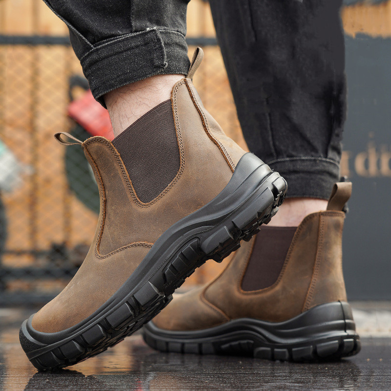 대형 남성용 패션 스틸 토 커버 작업화 소가죽 안전화  - Chelsea Boots Suede 리뷰 및 가격
