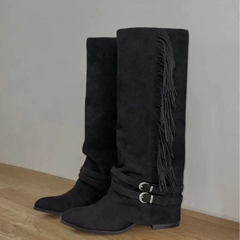 여성 무릎 높이 부츠 태슬 디자인 롱 부츠 고급 스웨이 - Chelsea Boots Suede 리뷰 및 가격