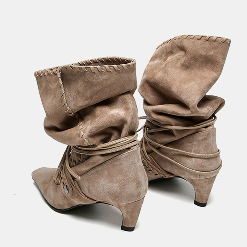 Liyke 가을 겨울 브라운 스웨이드 위브 레이스업 여 - Chelsea Boots Suede 리뷰 및 가격
