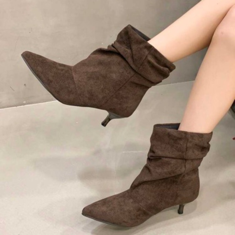 브라운 레트로 우아한 디자이너 앵클 부츠 여성 패션 주 - Chelsea Boots Suede 리뷰 및 가격